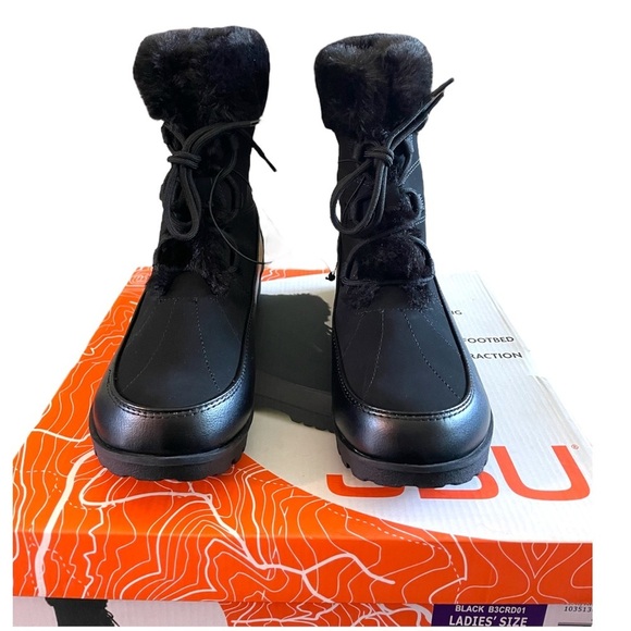Winter Boots, NWT, Water Resistant, Black material & Faux Fur- Women’s Size 8 - Picture 2 of 3
